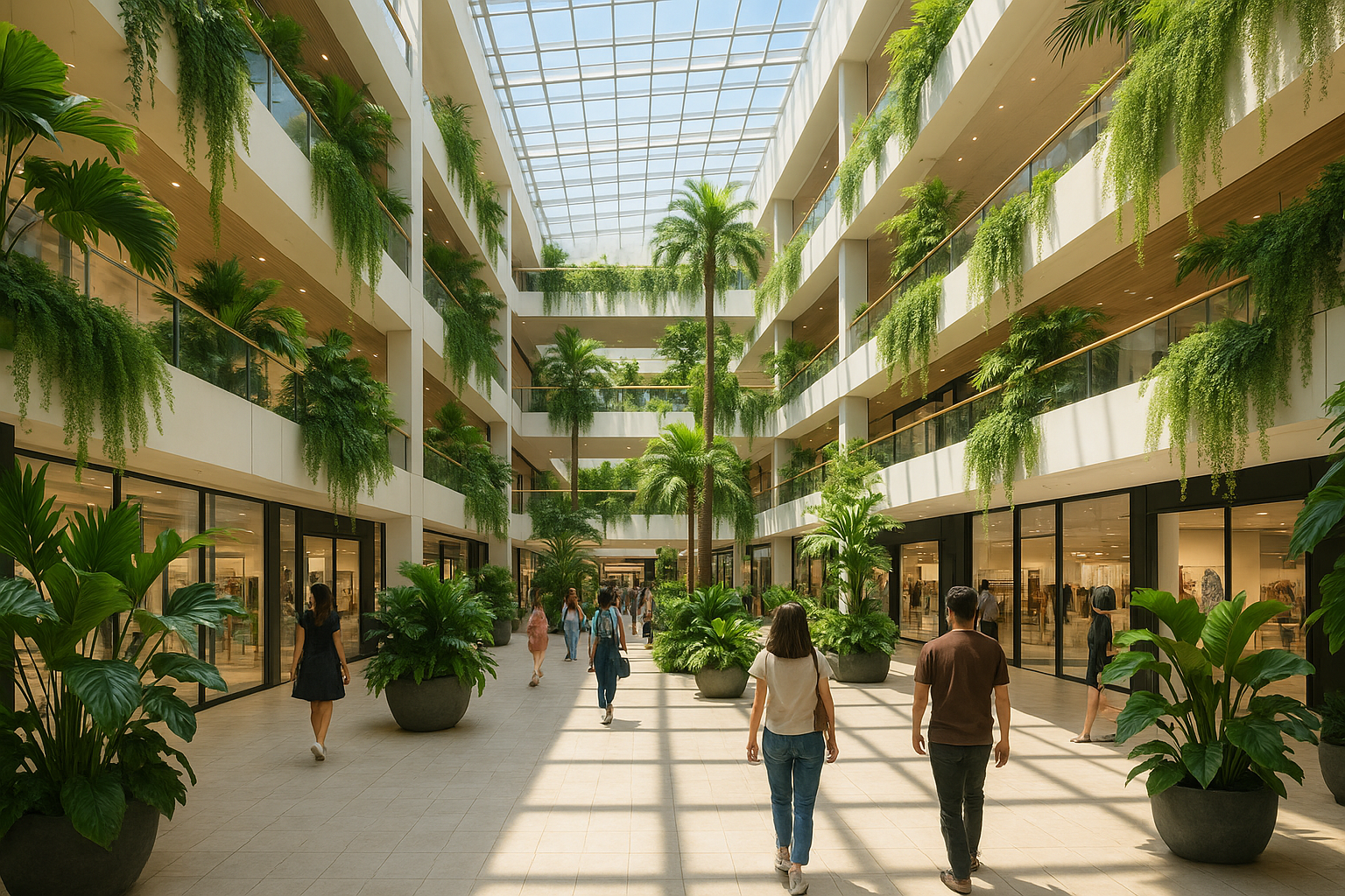 centro comercial con plantas